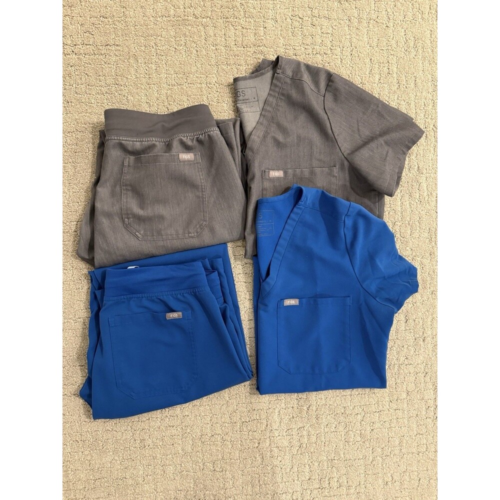 FIGS Womens Scrubs Lot 2 Sets Medium Tall Catarina Livingston Blue Gray Nurse